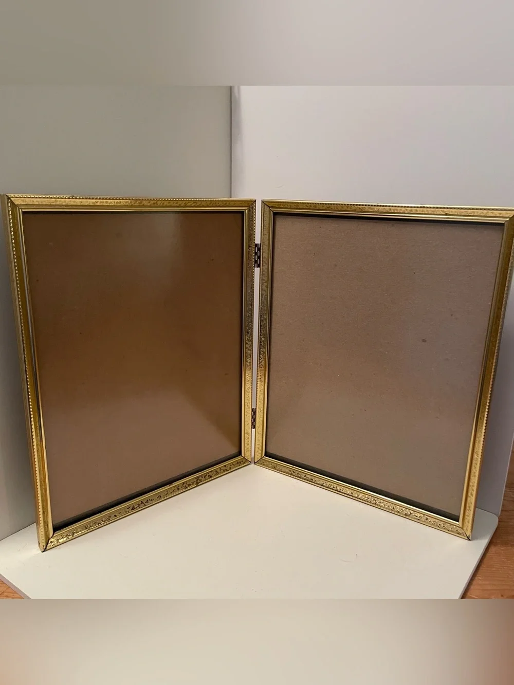 Vintage Brass Hinged Double Foldable 8x10 Photo Frame